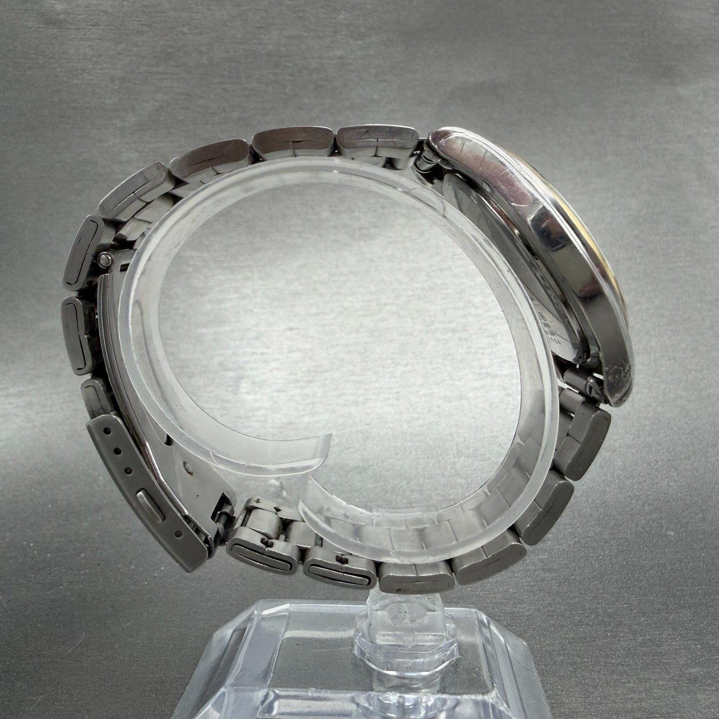 Seiko ALBA Watch Men 36mm White Dial Two Tone Date Round 7N42-0AD0 PARTS10