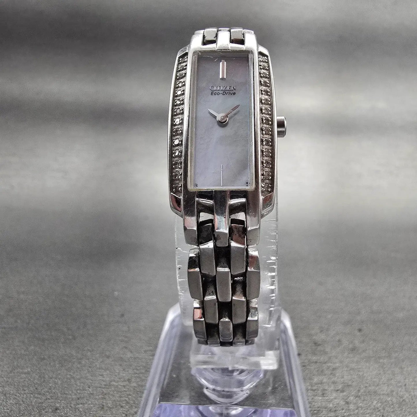 Citizen Eco-Drive Watch Women 15mm MOP Dial Silver Tone Gemmed G620-S057591 Runs5