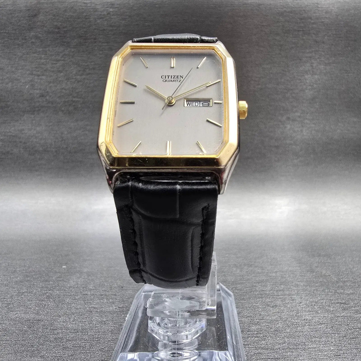 Citizen Tank Watch Men 27mm Silver Dial Two Tone Daydate 6000-S36548 New Battery5