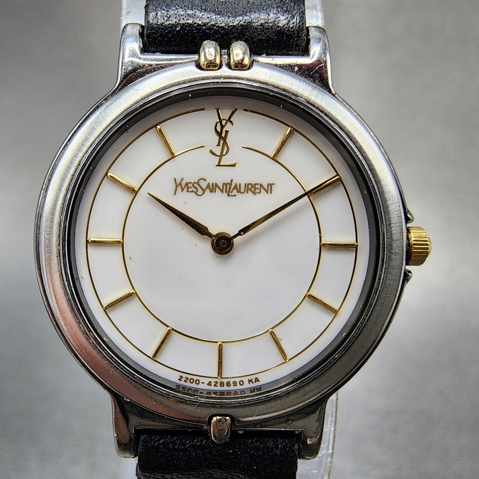 Yves Saint Laurent Watch Women 24mm White Dial Two Tone Round New Battery1