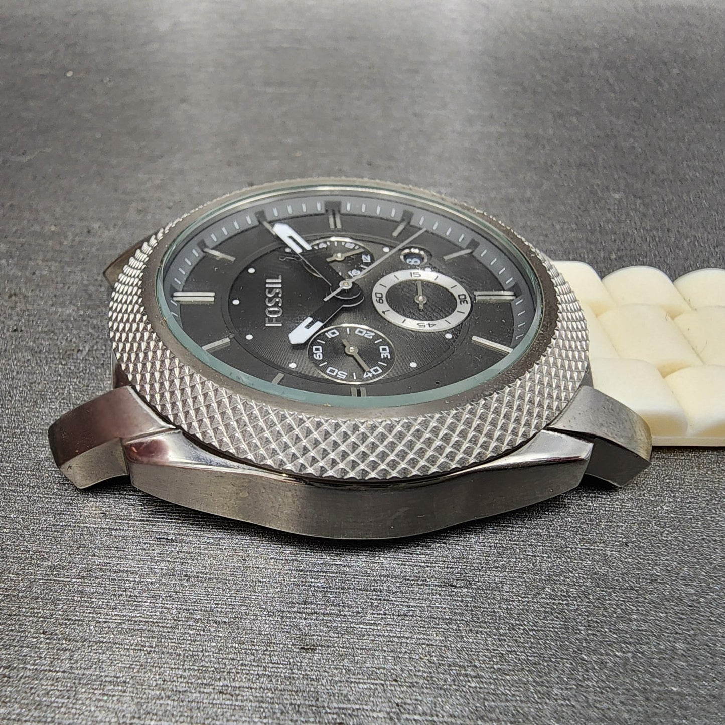 Fossil Machine Chronograph Watch Men 45mm Gray Dial Silver Tone FS4553 PARTS6