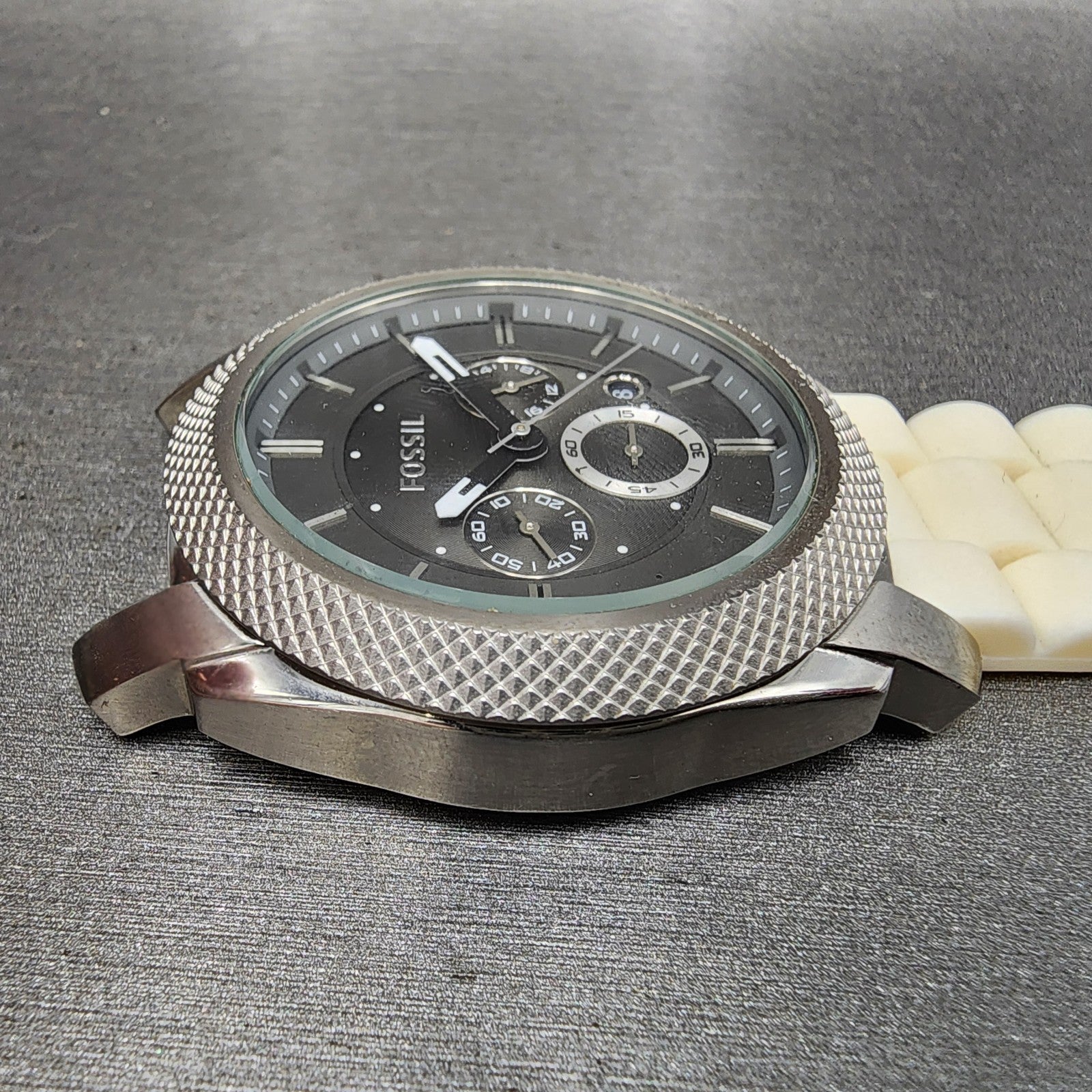 Fossil Machine Chronograph Watch Men 45mm Gray Dial Silver Tone FS4553 PARTS6