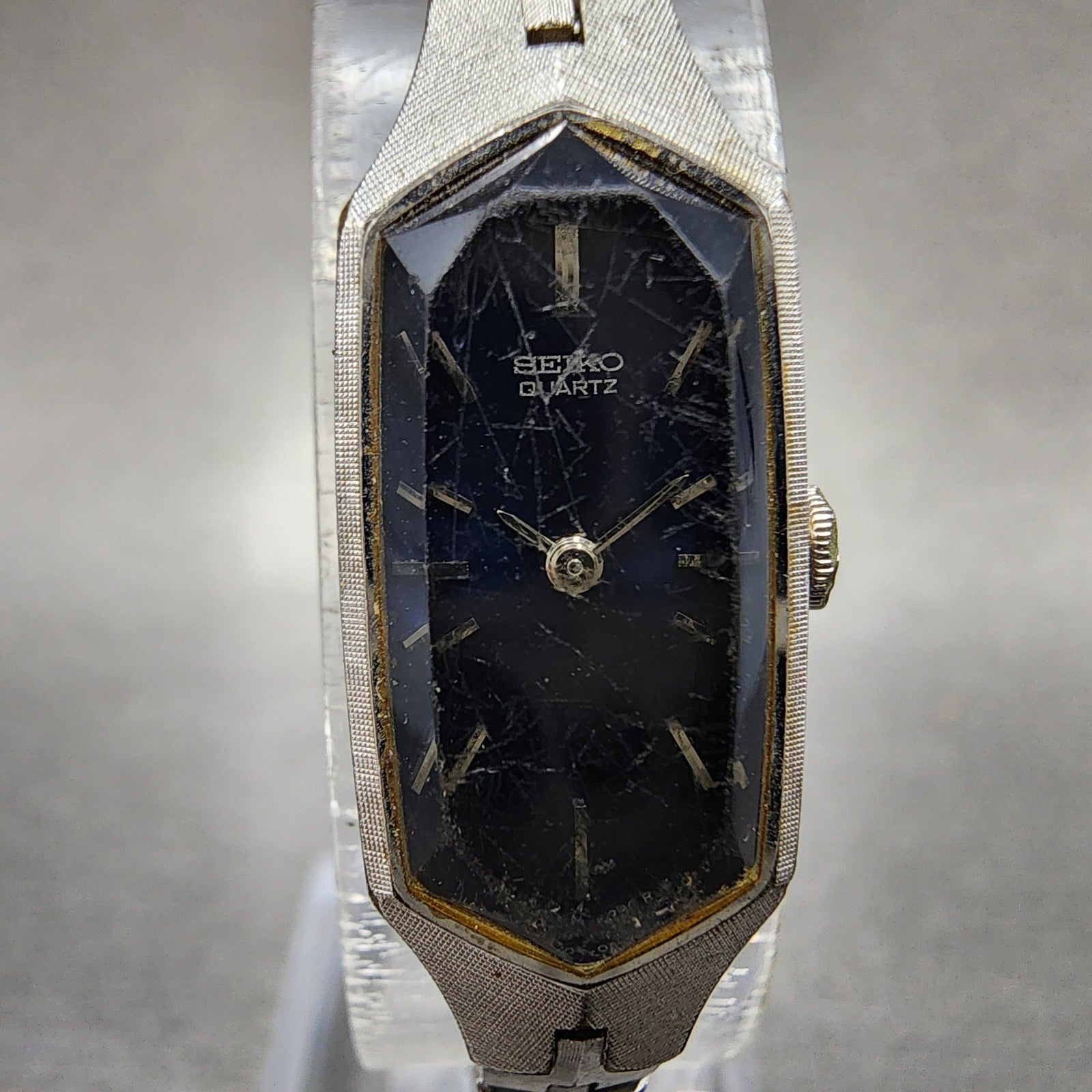 Seiko Watch Women 13mm Blue Dial Silver Tone 13205339 New Battery VTG1