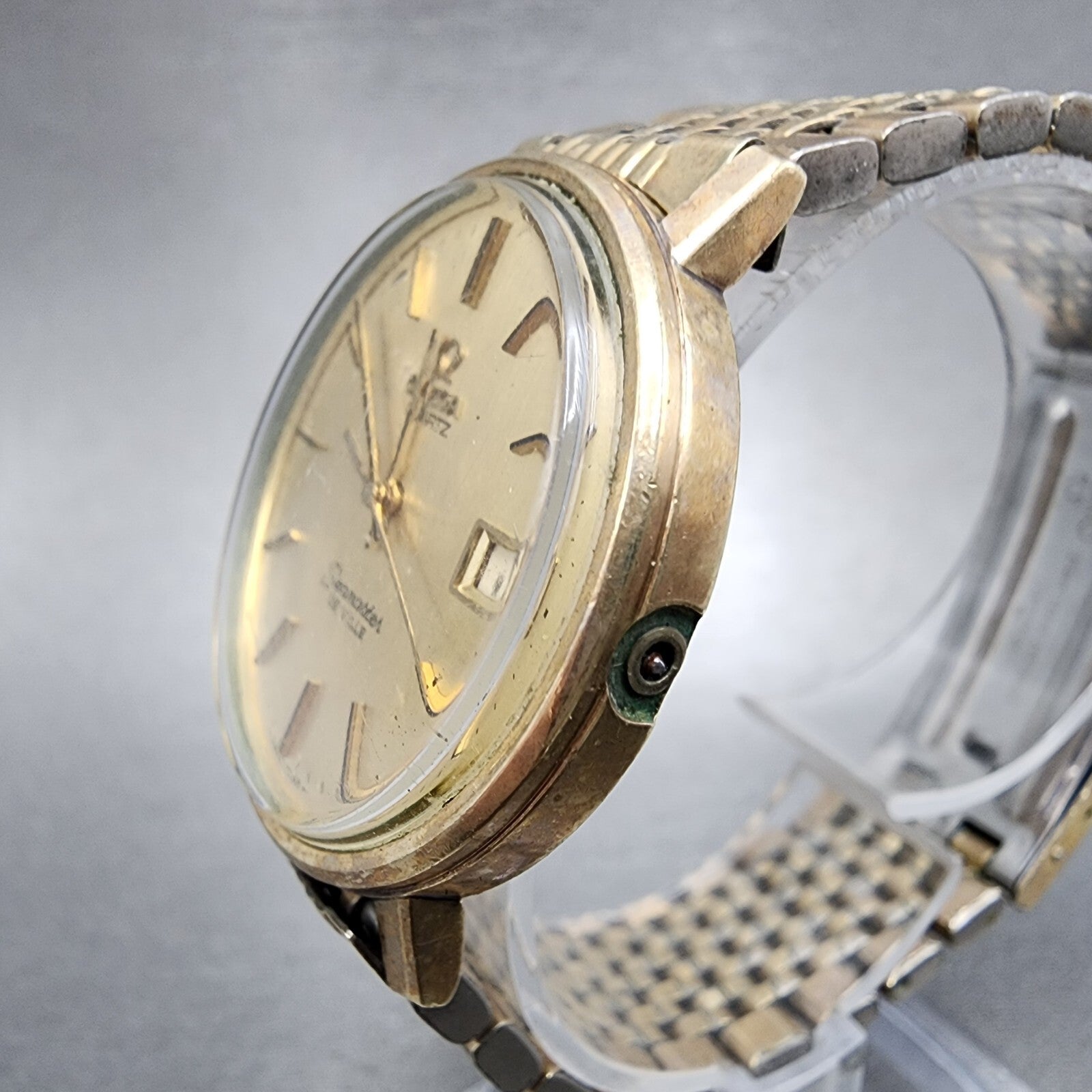 Omega Seamaster De Ville Watch Men 35mm Gold Dial Gold Filled 196.0075 PARTS3