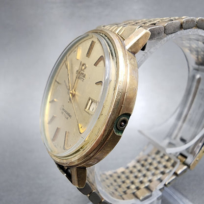 Omega Seamaster De Ville Watch Men 35mm Gold Dial Gold Filled 196.0075 PARTS3