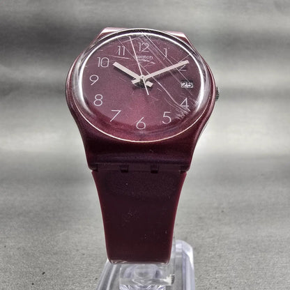 Swatch REDBAYA Watch Women Red Dial Red Tone Date Round GR405 New Battery5