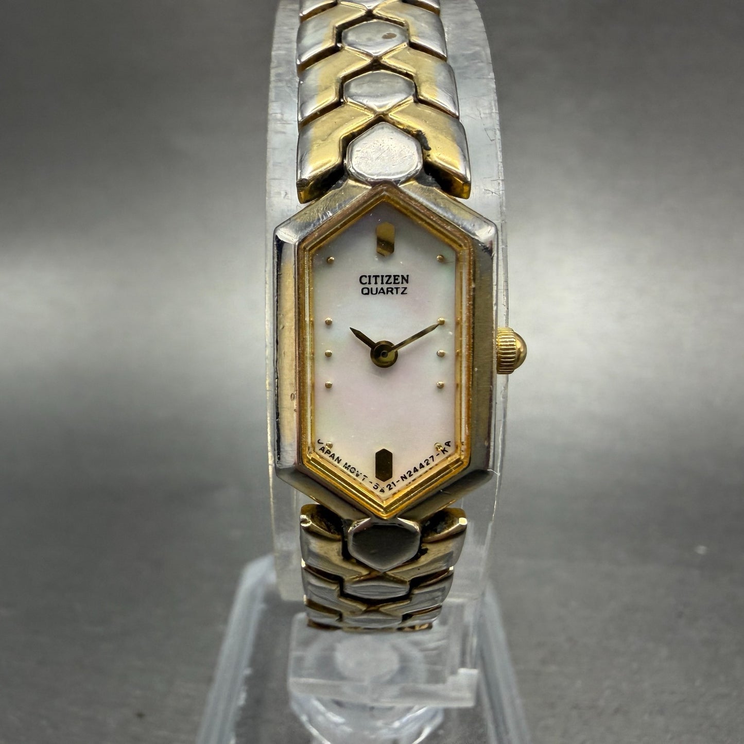 Citizen Watch Women 13mm MOP Dial Gold Tone Hexagon 5421-S41185 New Battery ABC0