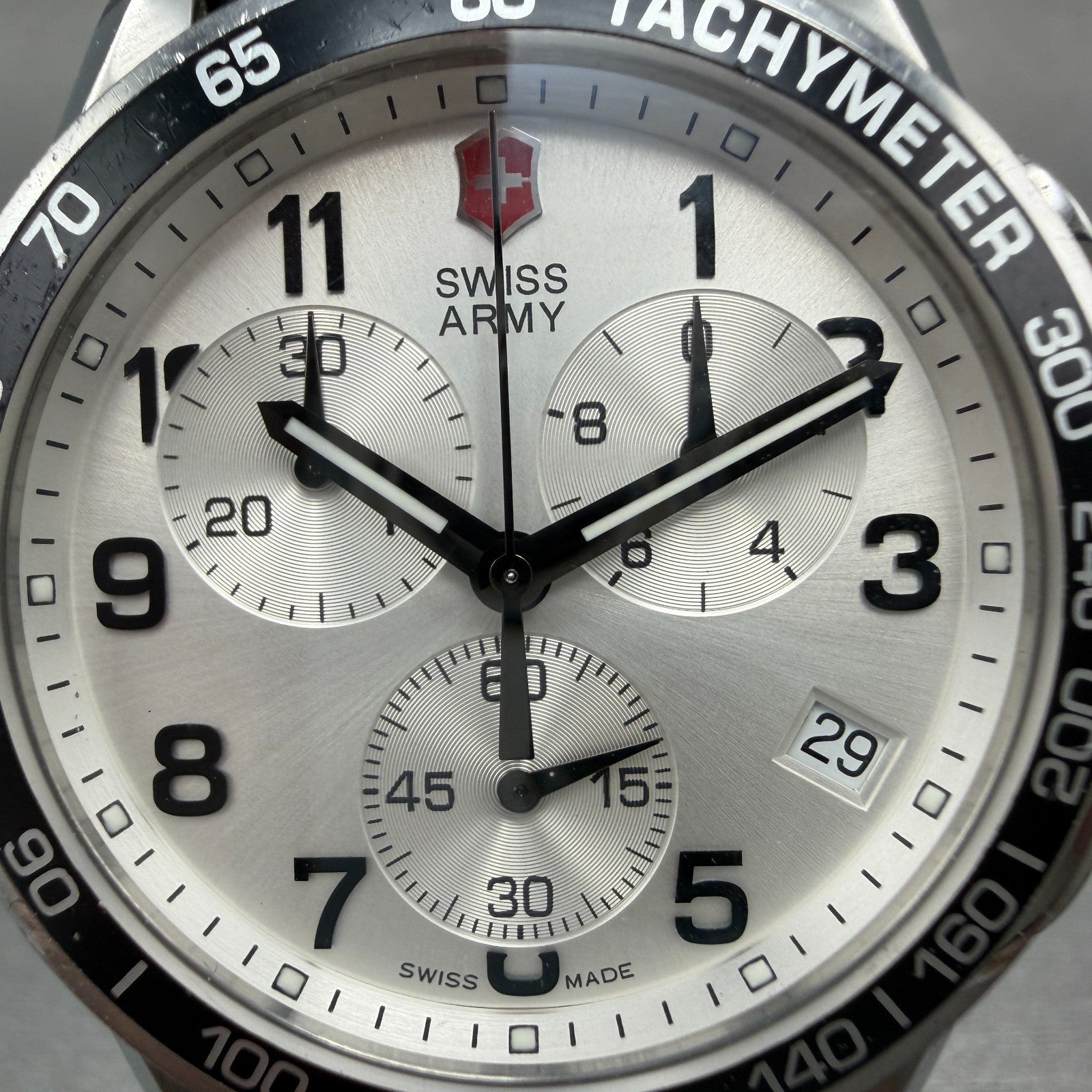 Victorinox Swiss Army Chrono Classic Watch Men 41mm Silver Dial Steel New Batt1