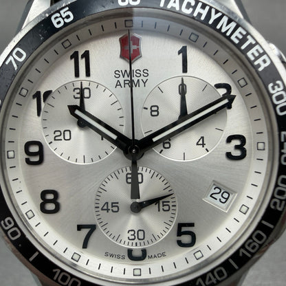 Victorinox Swiss Army Chrono Classic Watch Men 41mm Silver Dial Steel New Batt1