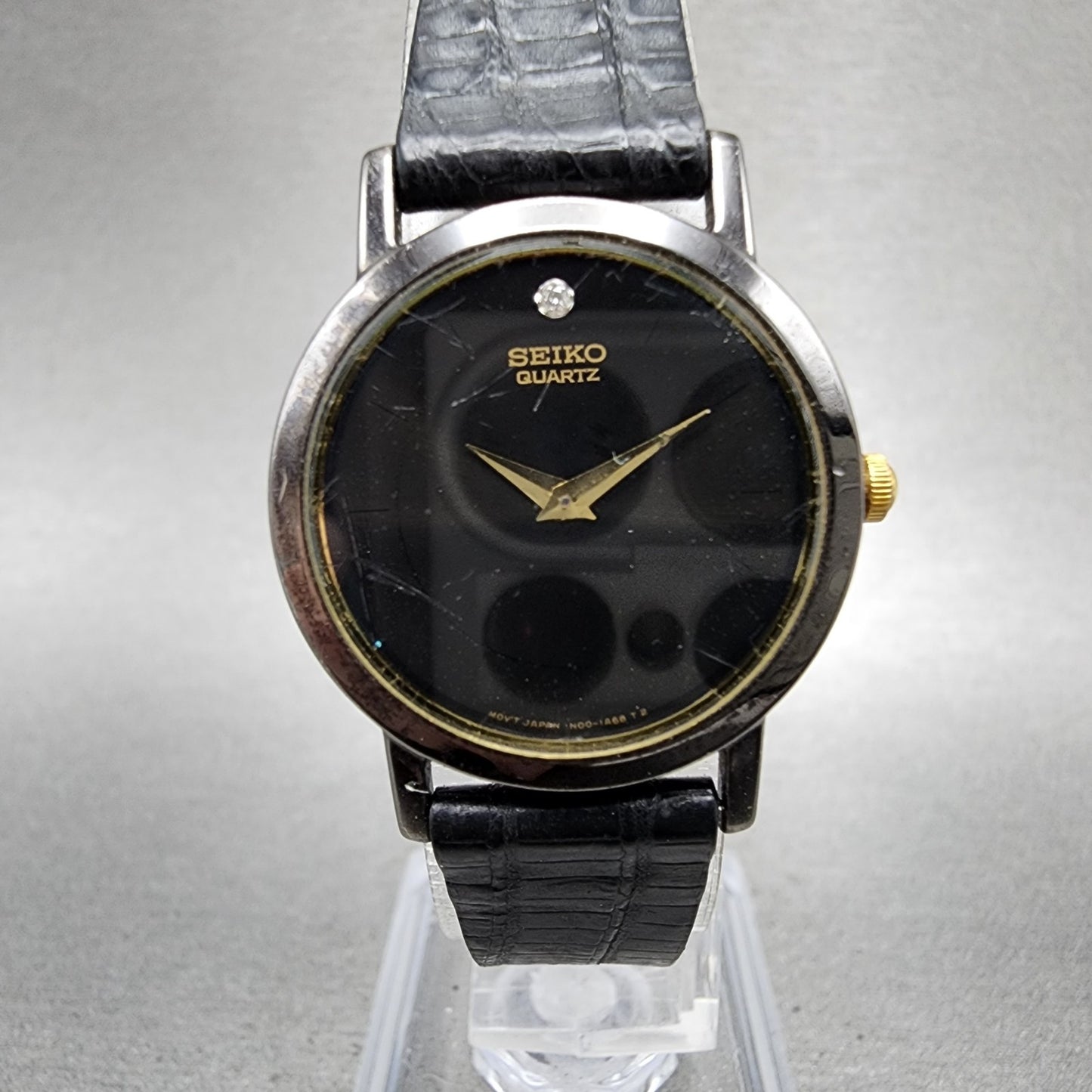 Seiko Watch Women 25mm Black Dial Black Tone Round 1N000C99 New battery VTG0