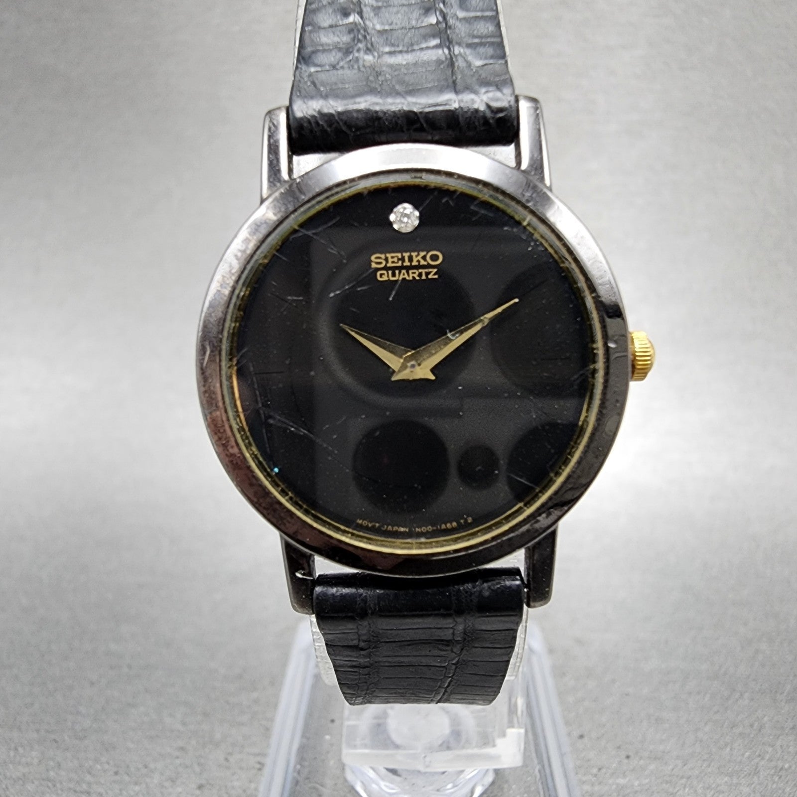 Seiko Watch Women 25mm Black Dial Black Tone Round 1N000C99 New battery VTG0
