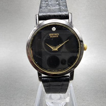 Seiko Watch Women 25mm Black Dial Black Tone Round 1N000C99 New battery VTG0