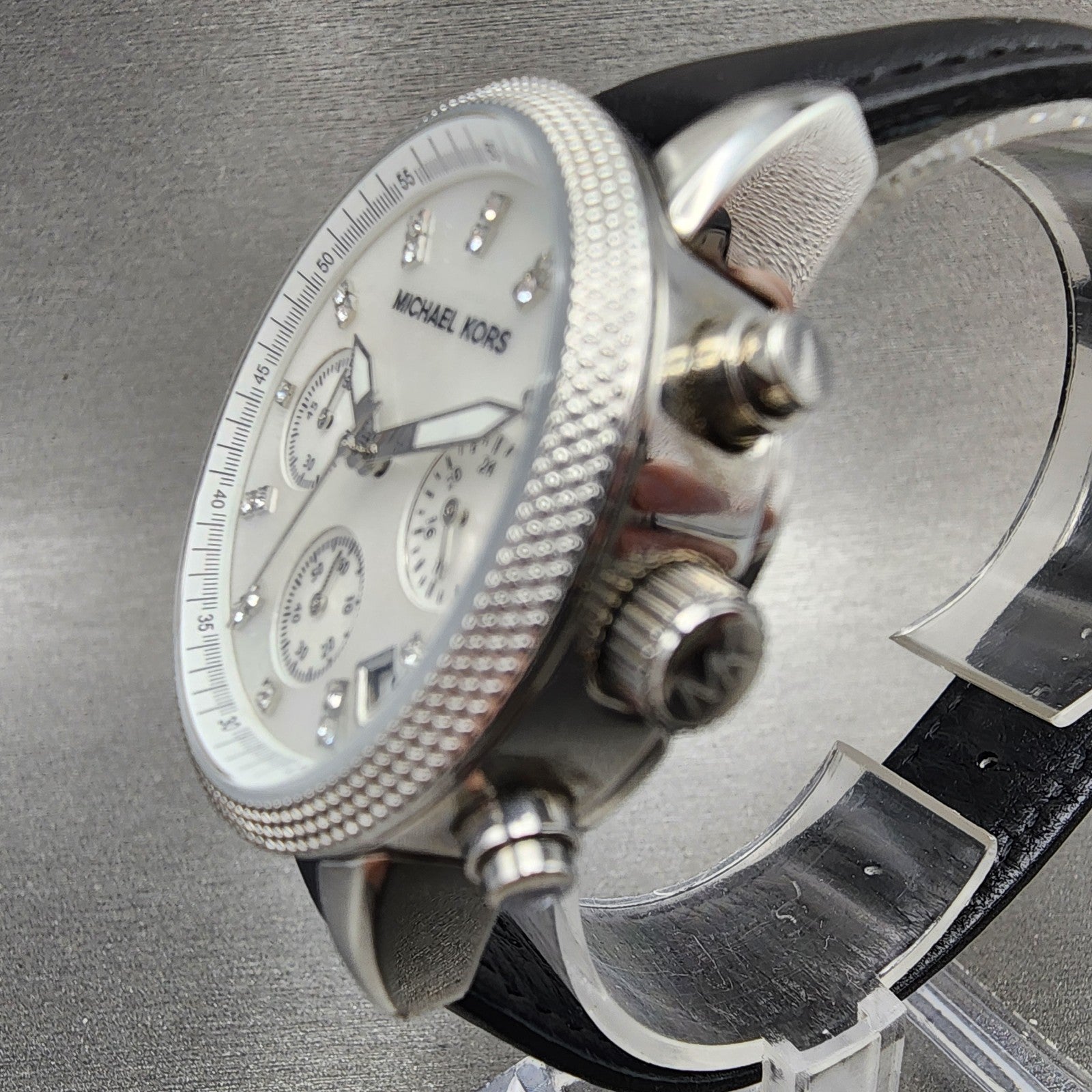 Michael kors Chronograph Watch Women 32mm MOP Dial Steel Date MK5049 New Batt2