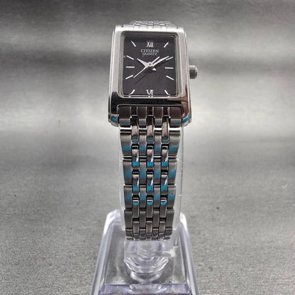 Citizen Watch Women 18mm Black Dial Silver Tone Rectangle 5930-S038588 New Batt5