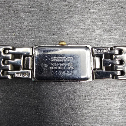 Seiko Tank Watch Women 14mm Blue Dial Silver Tone Rectangle V220-5A00 New Batt10