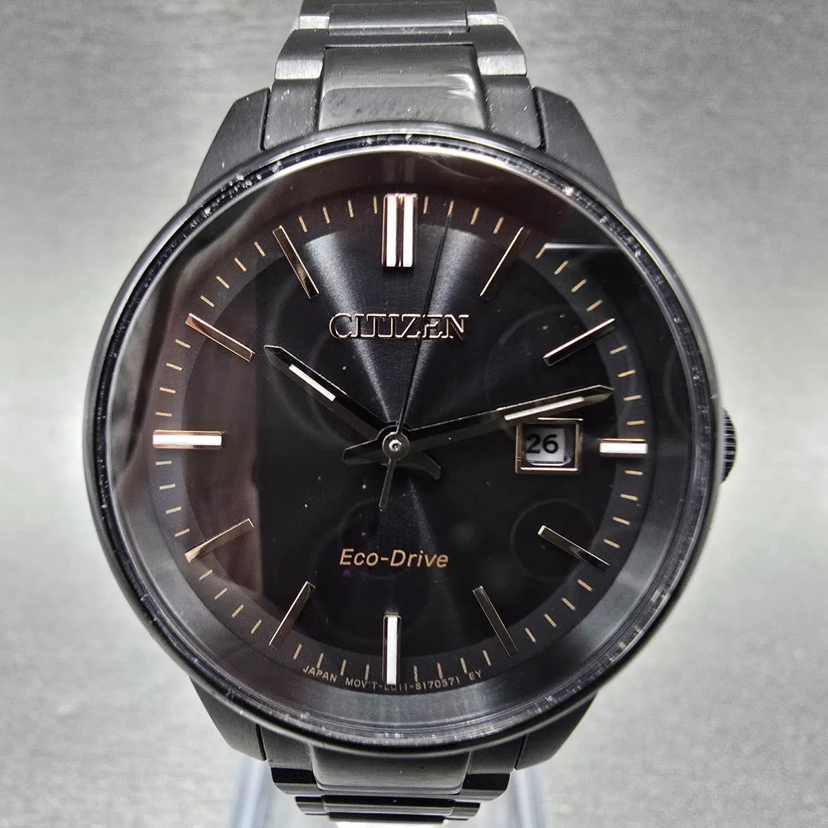 Citizen Axiom Eco-Drive Watch Women 29mm Black Dial Blackl Round EW2595-57E Runs0