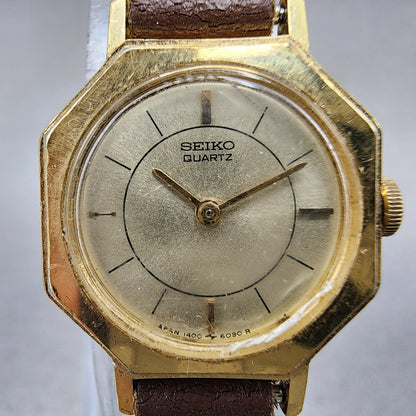 Seiko Watch Women 19mm Champagne Dial Gold Tone 14001149 New Battery1