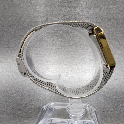 Seiko Tank Watch Men 23mm Champagne Dial Gold Tone 5y91-5049 New Battery