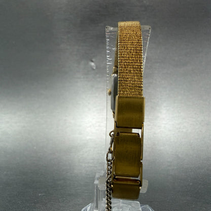 Seiko Tank Watch Women 12mm Champagne Dial Gold Tone 2e20-6479 New Battery ABGH7