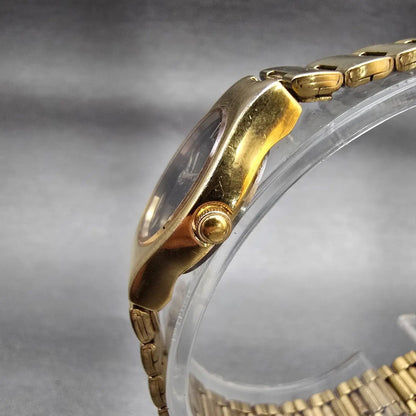 Seiko Watch Women 20mm Black Dial Gold Tone Round 1N00-0C19 New Battery Vintage2
