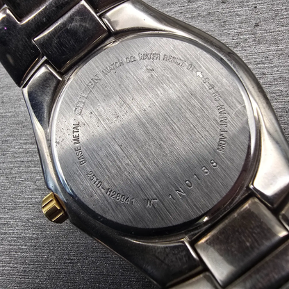 Citizen Watch Men 37mm Black Dial Two Tone Date 2910-H28941 New Battery Vintage10