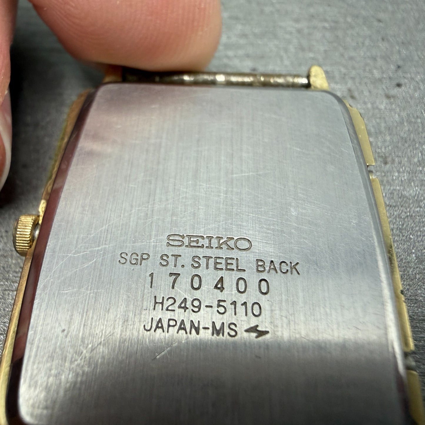 Seiko Analog Digital Tank Watch Men 28mm Champagne Dial Gold Tone H249-5110 PART7