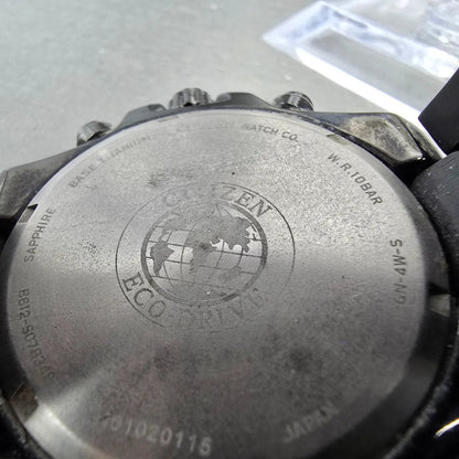 Citizen Eco-Drive Chronograph Watch Men 43mm Black Dial Titanium Date CA0265-59E9