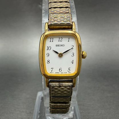 Seiko Tank Watch Women 18mm White Dial Gold Tone Rectangle 1N00-5K29 New Bat0