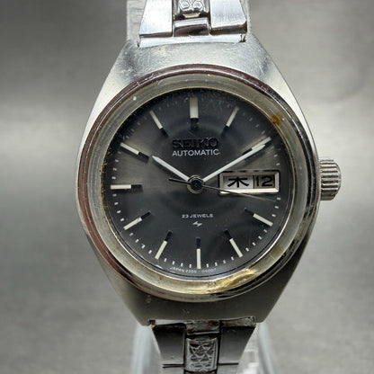 Seiko Automatic Watch Women 25mm Gray Dial Silver Tone Daydate 2206-0230 PARTS0