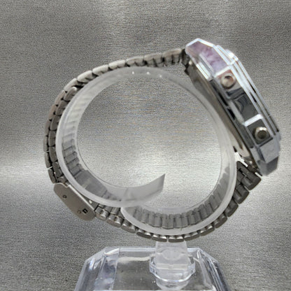 Casio A178W Watch Men 34mm Digital Silver Tone Alarm Chrono Illuminator New Batt8