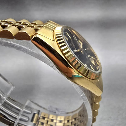 Seiko SQ Watch Women 24mm Black Dial Gold Tone Daydate Round 3E23-0A69 New Batt3