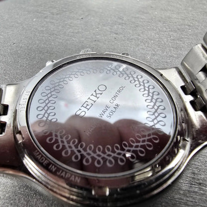 Seiko World Time Solar Watch Men 39mm Black Dial SteelAtomic 7B25-0AG0 READ!!!!!11