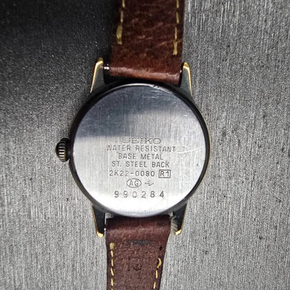 Seiko Avenue Watch Women 24mm White Dial Gold Tone Round 2K22-0090 New Battery10