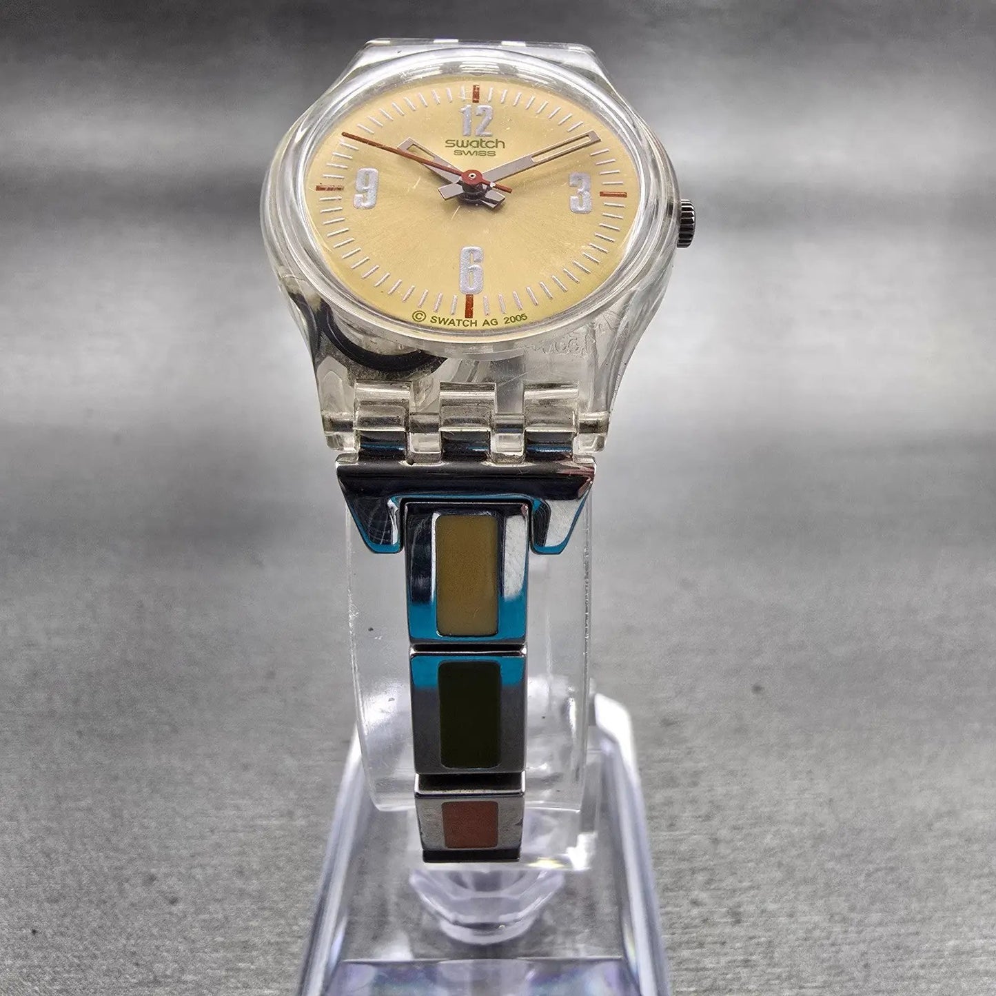 Swatch FALL OF LEAF Watch Women 25mm Yellow Dial Clear Case LK276G New Battery5