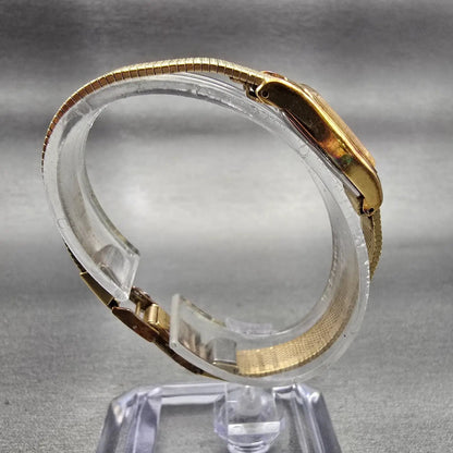Seiko Watch Women 18mm Gold Dial Gold Tone Hexagon 2C20-8440 New Battery Vintage8