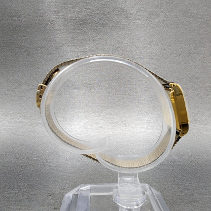 Seiko Tank Watch Women 15mm Champagne Dial Gold Tone Manual 113189 Runs8