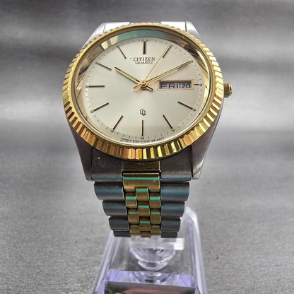 Citizen CQ Watch Men 35mm Champagne Dial Two Tone Daydate 6100-S26569 New Batt5
