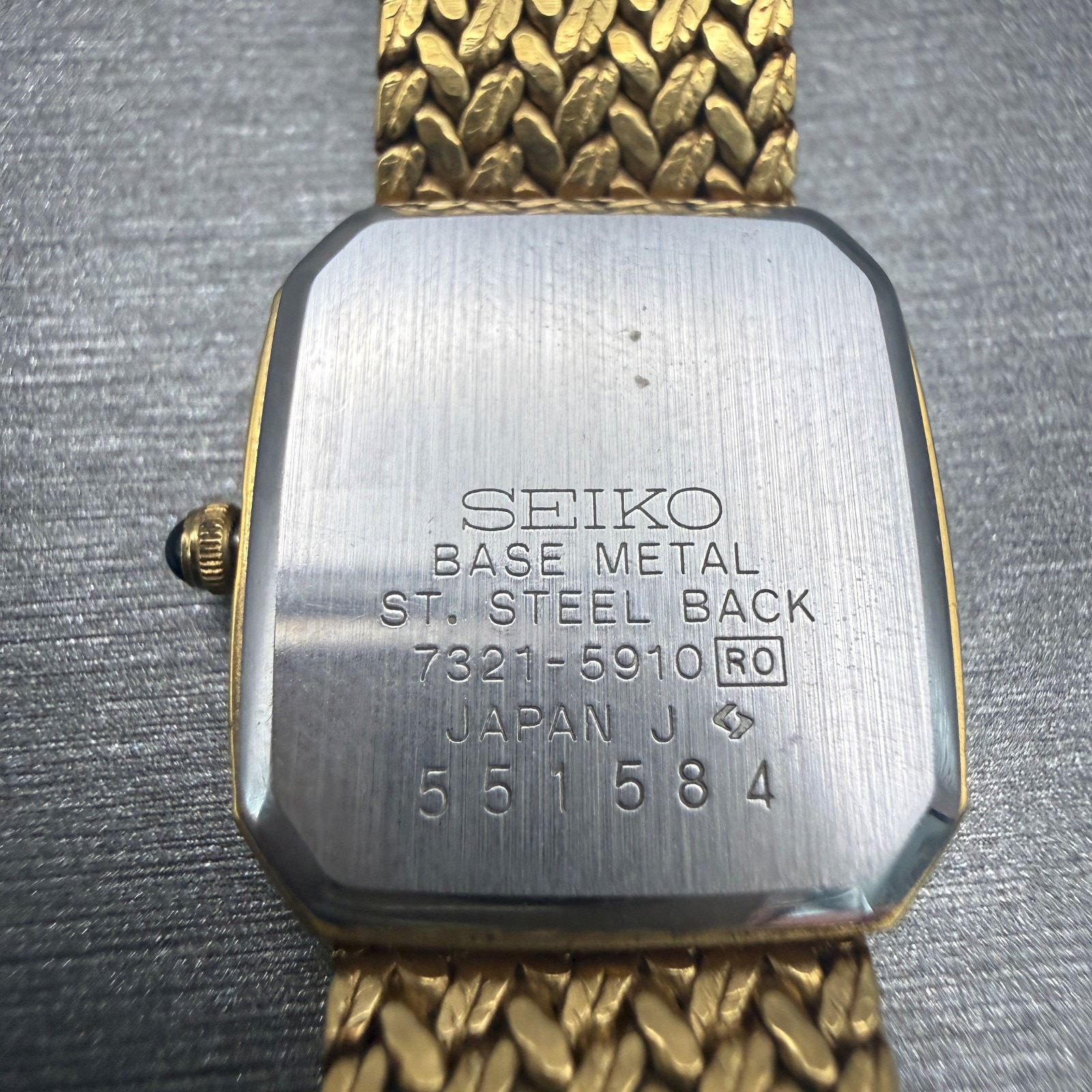 Seiko Exceline Watch Women 19mm Gold Dial Gold Tone Square 7321-5910 New Battery9