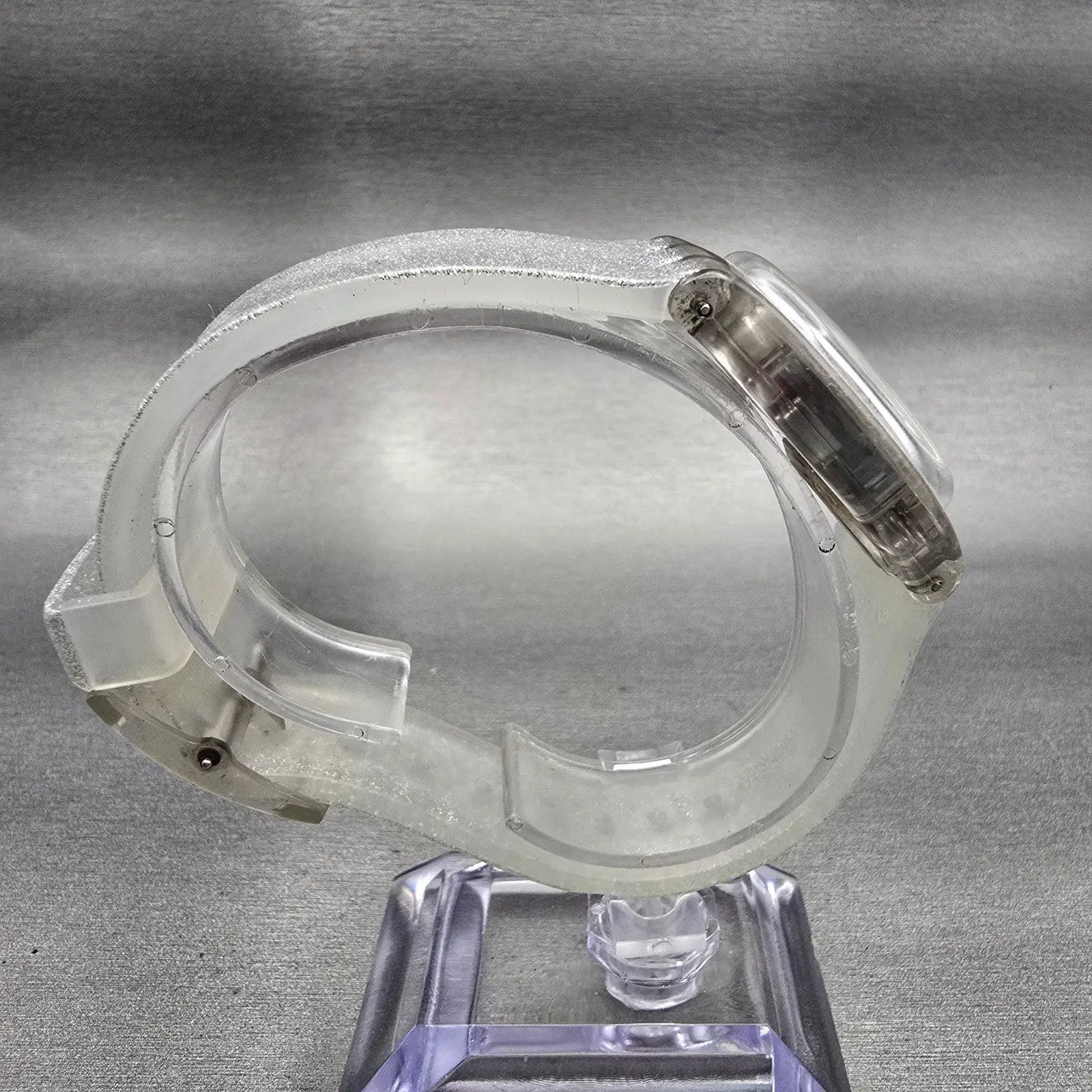 Swatch SILVERBLUSH Watch Men Silver Dial Clear Case Date GM416C New Battery G8