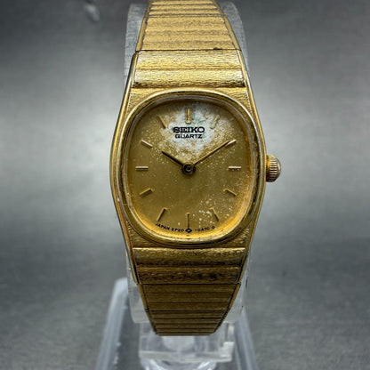Seiko Watch Women 16mm Champagne Dial Gold Tone Hexagon 2P20-5A29 New Battery0