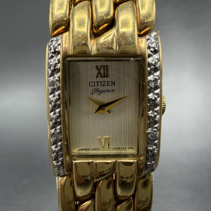 Citizen Elegance Watch Women 14mm Champagne Dial Gold Tone 5421-H21441 New Batt1