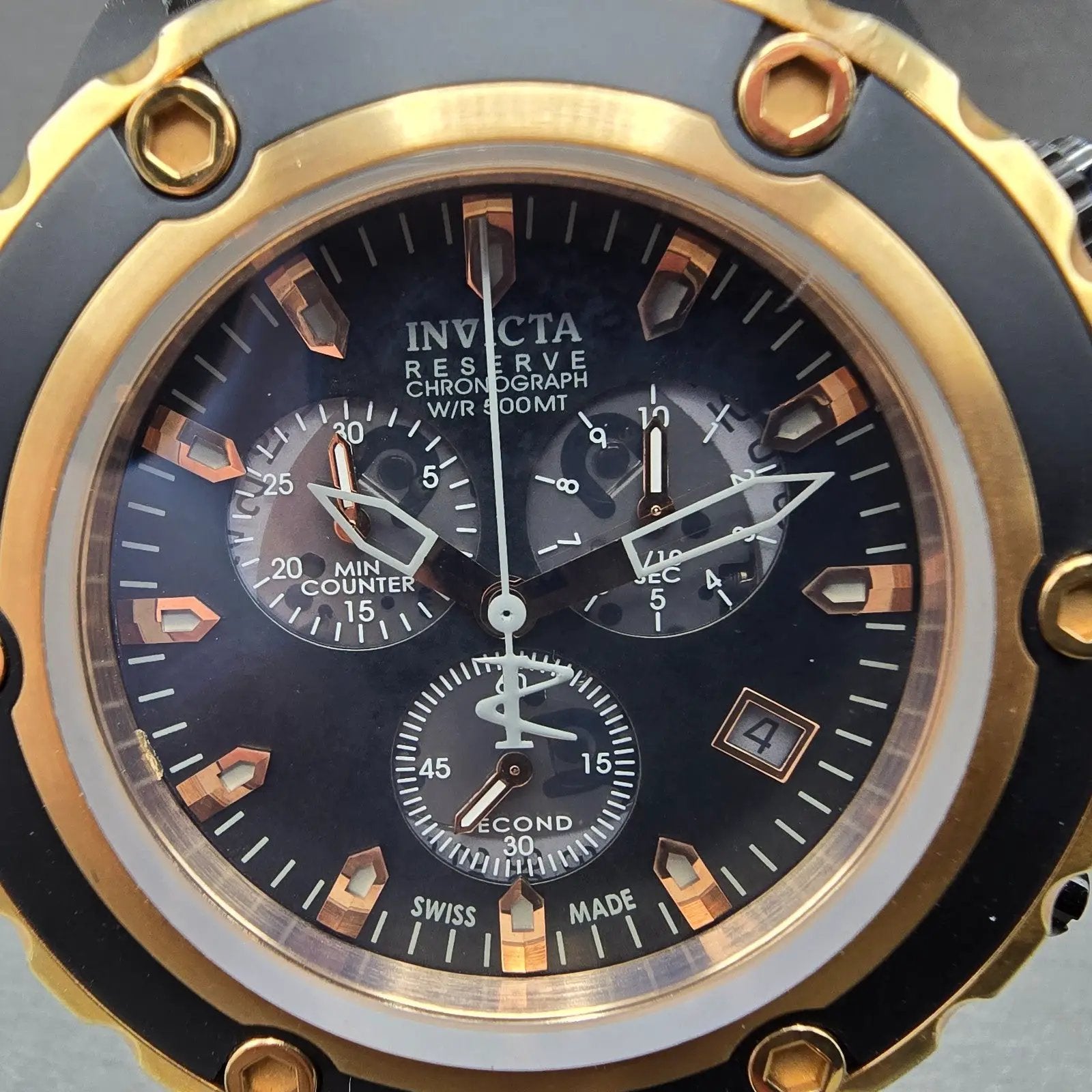 Invicta Sub Aqua Reserve Chronograph Watch Men 52mm Black Dial Black Tone NewBat1
