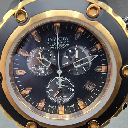 Invicta Sub Aqua Reserve Chronograph Watch Men 52mm Black Dial Black Tone NewBat1