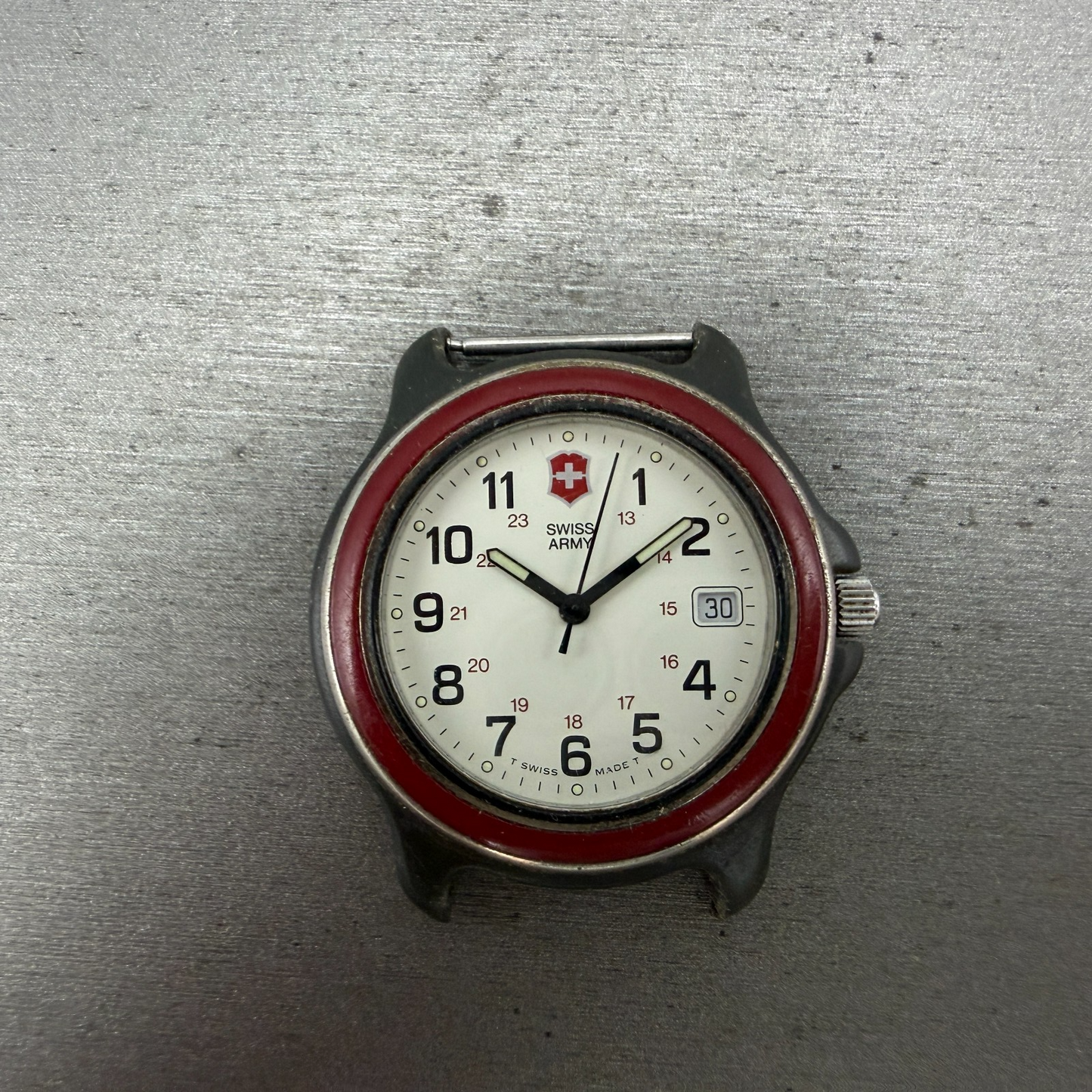Victorinox Swiss Army Watch Men 39mm White Dial Black Tone Date Round PARTS TYPQ0