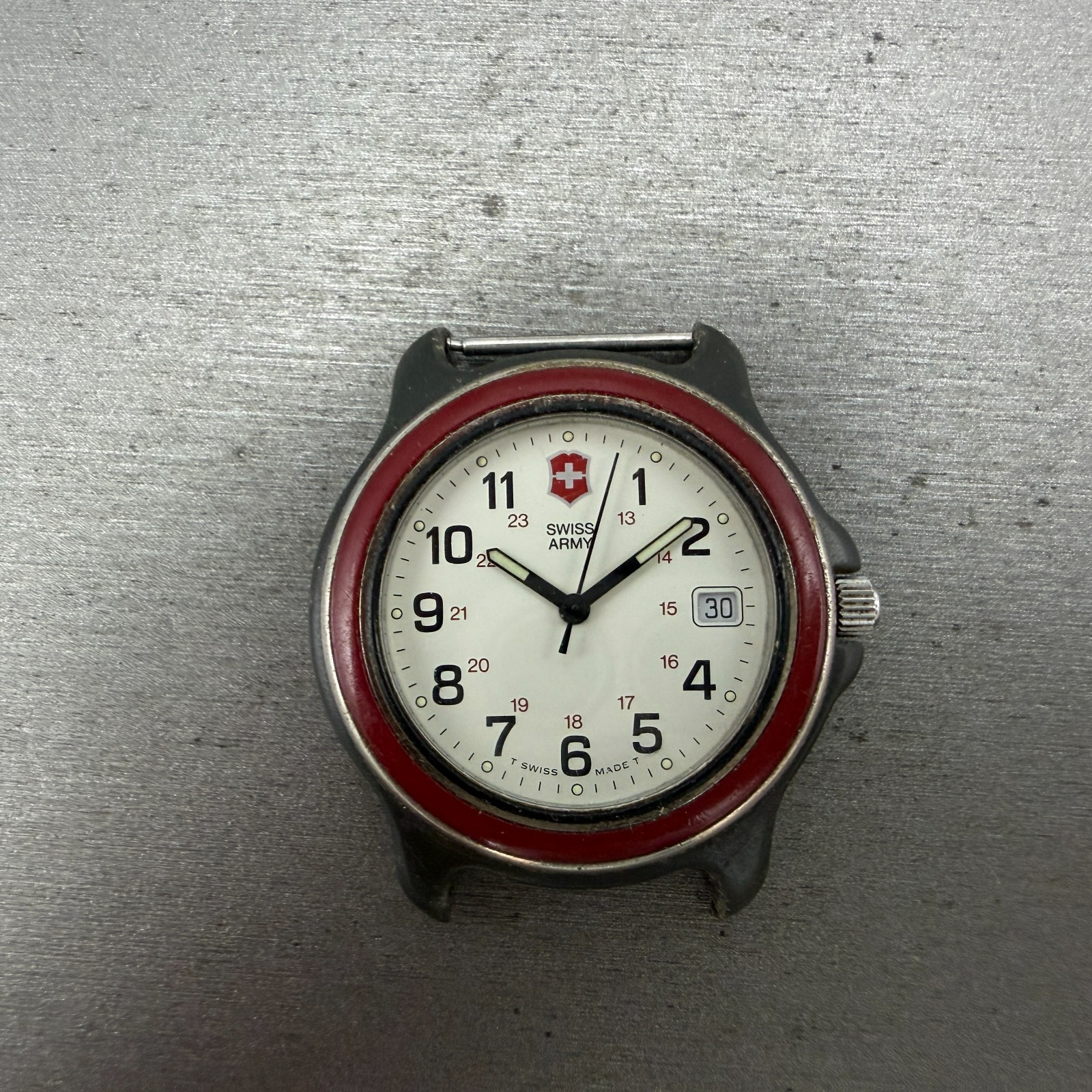 Victorinox Swiss Army Watch Men 39mm White Dial Black Tone Date Round PARTS TYPQ0
