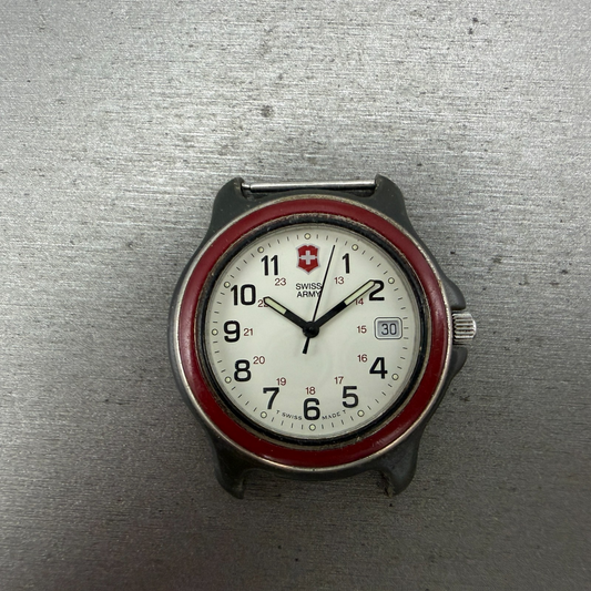 Victorinox Swiss Army Watch Men 39mm White Dial Black Tone Date Round PARTS TYPQ0