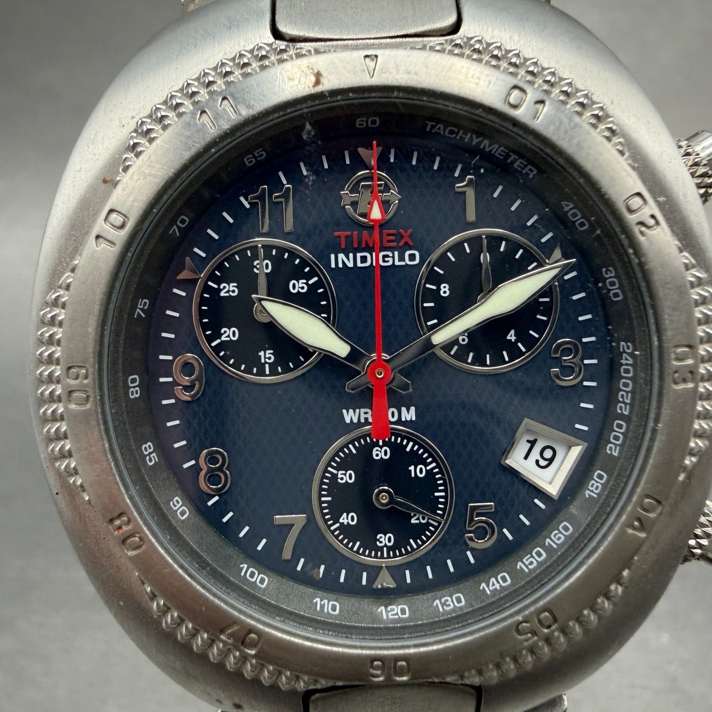 Timex Expedition Chronograph Watch 41mm Blue Dial Silver Tone Date Round New Bat1