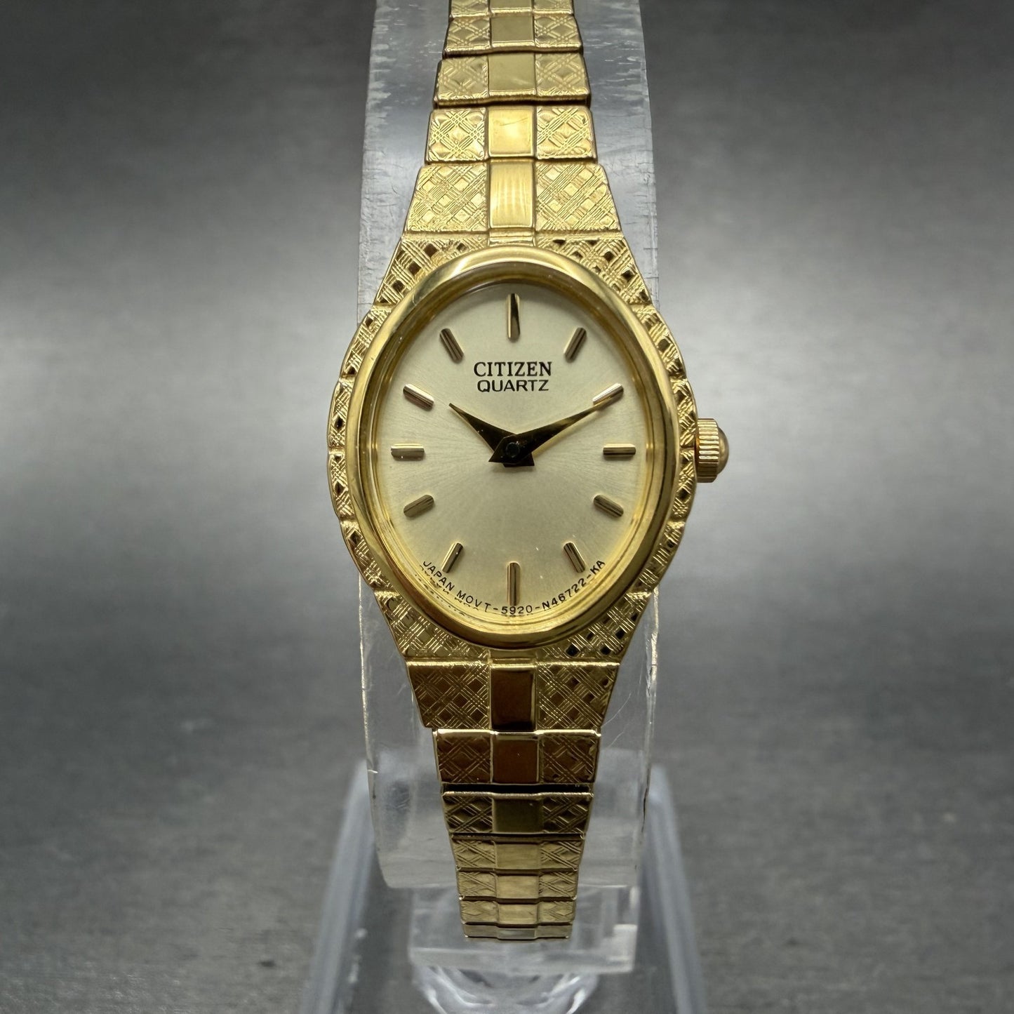Citizen Watch Women 17mm Champagne Dial Gold Tone Oval 5920-S96494 New Battery0