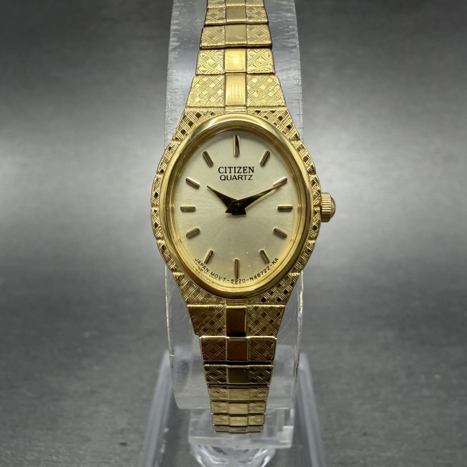 Citizen Watch Women 17mm Champagne Dial Gold Tone Oval 5920-S96494 New Battery0