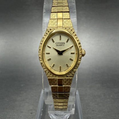 Citizen Watch Women 17mm Champagne Dial Gold Tone Oval 5920-S96494 New Battery0